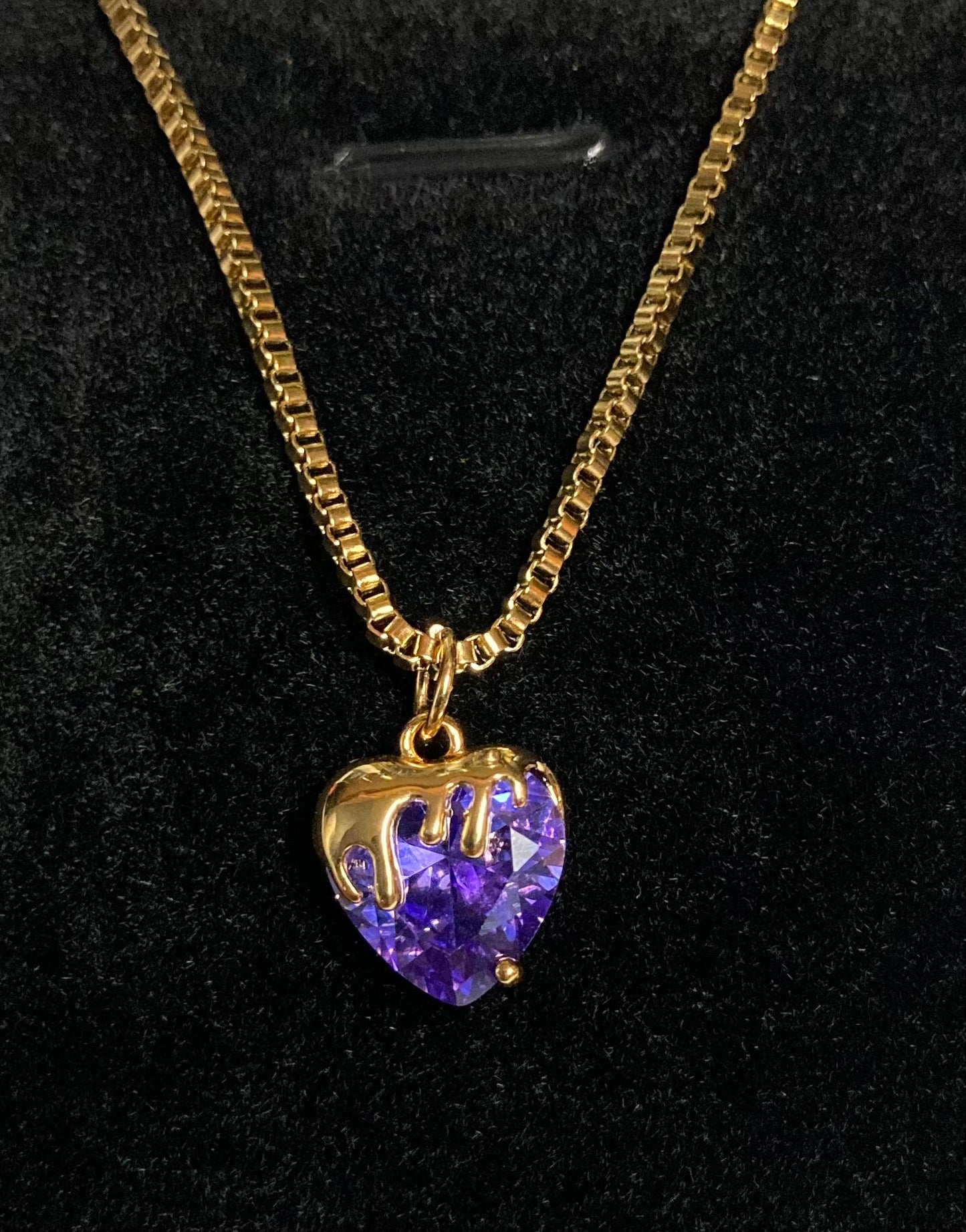 Dripping Heart Necklace Purple